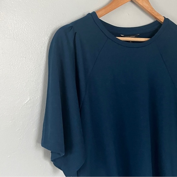 Banana Republic Loose Fit Oversize Crewneck Blouse Shirt Teal Blue Medium - Picture 2 of 7